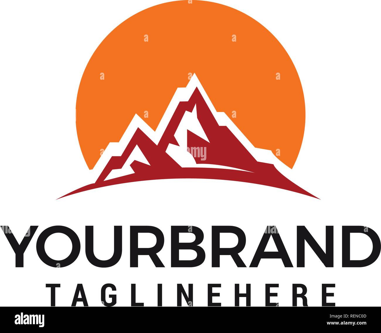 Mountain Sun Logo Template Vector Illustration Design Stock Vektor
