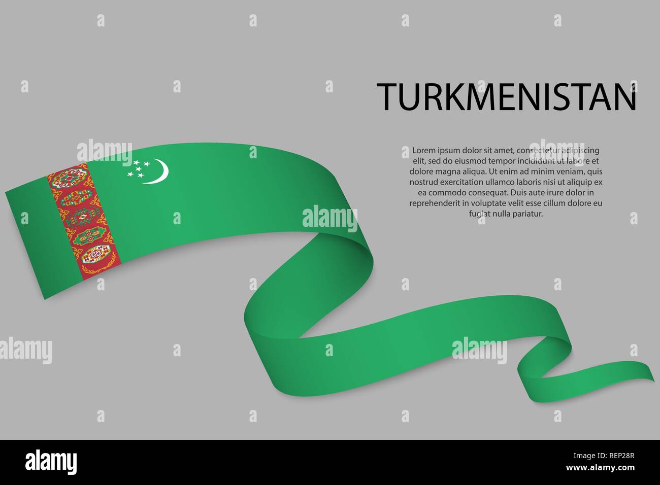 Winkende Band oder Banner mit Flagge von Turkmenistan. Für Independence day Poster Design Template Stock Vektor