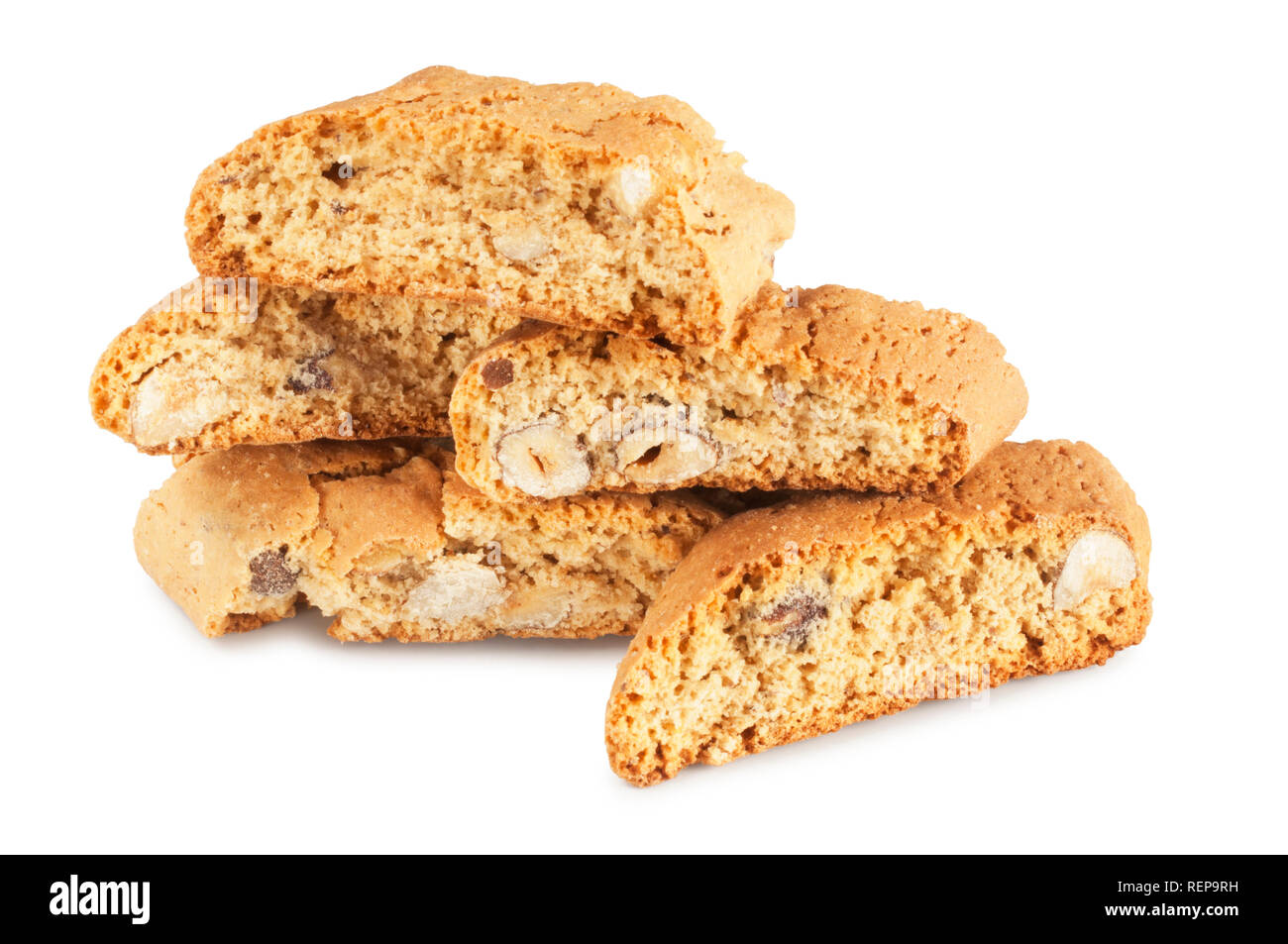 Studio geschossen von Cantuccini italienische Biscotti Kekse mit haselnüssen vor einem weißen Hintergrund ausschneiden - Johannes Gollop Stockfoto