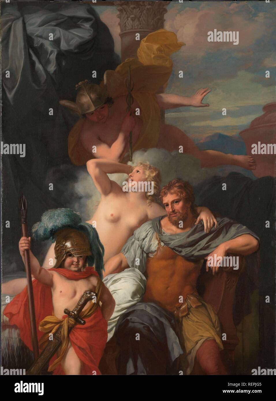 Mercury bestellen Calypso Odysseus zu lösen. Dating: C. 1680. Maße: h 132 cm x W 96 cm. Museum: Rijksmuseum, Amsterdam. Autor: Gerard de Lairesse. Stockfoto