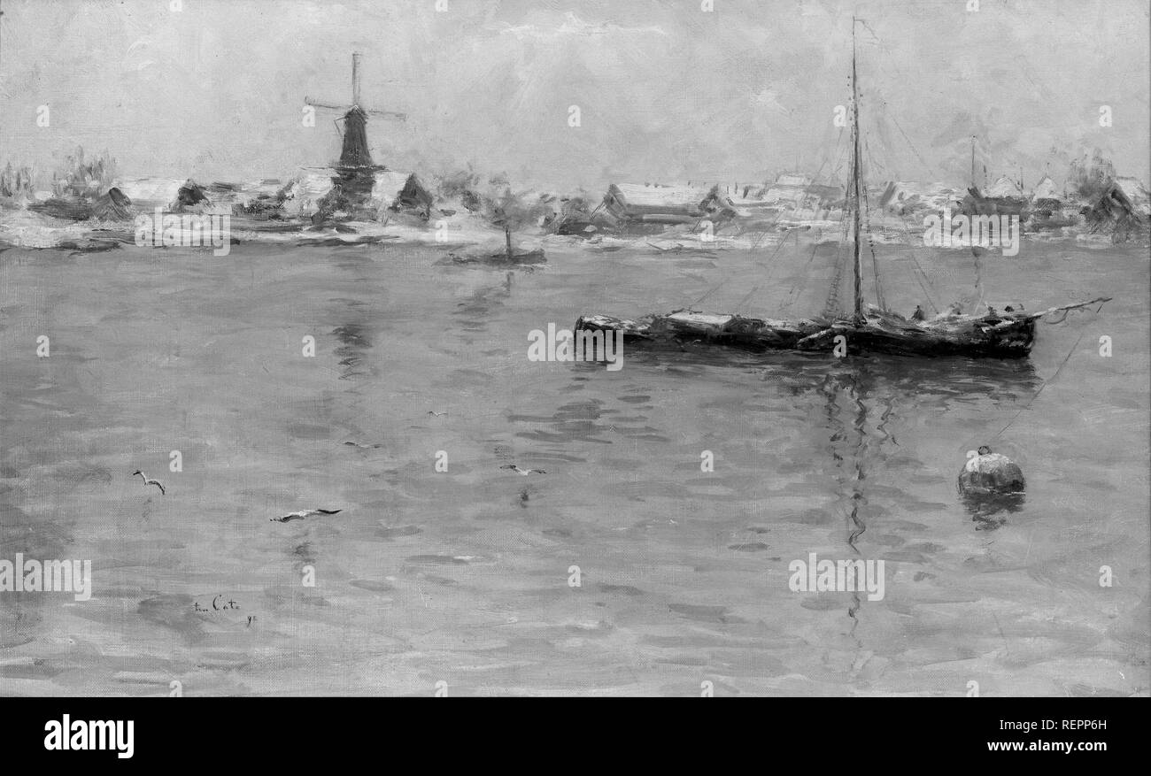 Dordrecht im Winter. Dating: 1892. Maße: H 37,5 cm x W 61 cm. Museum: Rijksmuseum, Amsterdam. Autor: Siebe Johannes ten Cate. Stockfoto