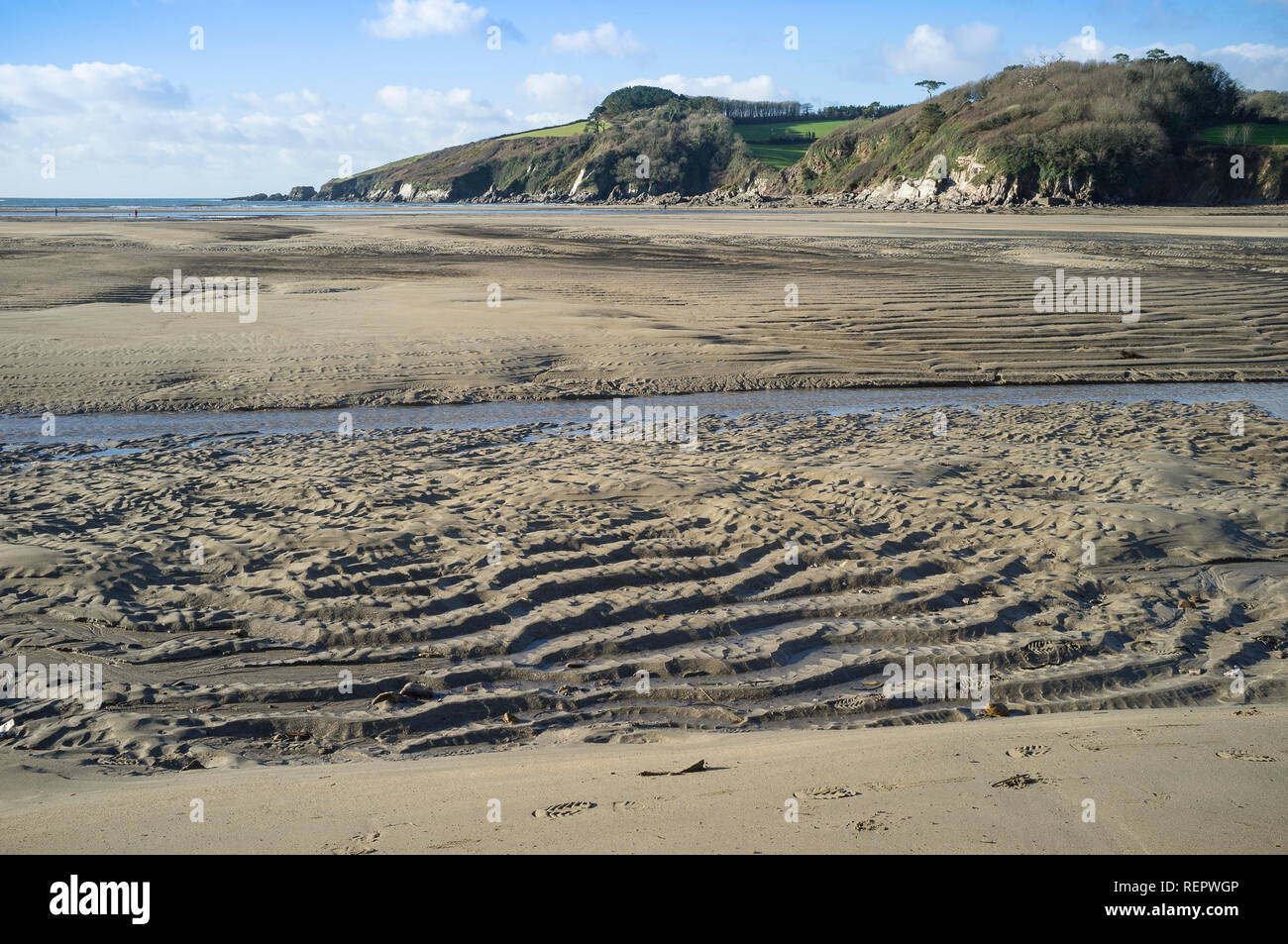Blick auf wellige Sands an Wonwell Strand bei Ebbe, Kingston, South Hams, Devon, Großbritannien Stockfoto