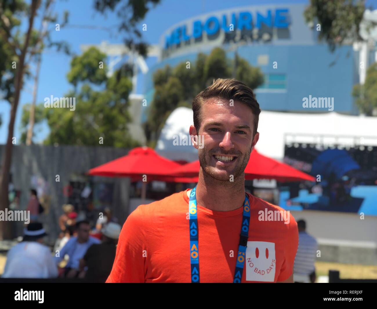 MELBOURNE, Australian Open. 23-01-2019, Stijn de Gier, Trainer halvefinaliste Australian Open Danielle Collins Stockfoto