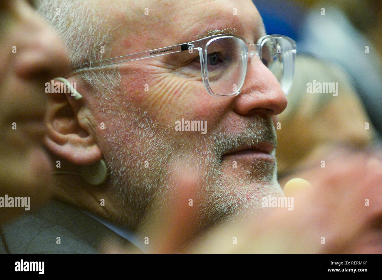 Krakau, Polen. 23 Jan, 2019. Vice President, Frans Timmersmans gesehen Sorgen der Bürger Dialog Diskussion im Auditorium Maximum. Credit: Omar Marques/SOPA Images/ZUMA Draht/Alamy leben Nachrichten Stockfoto