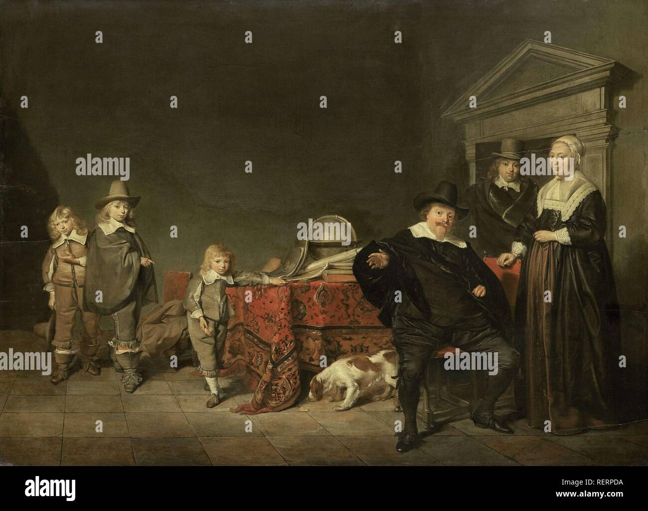 Familie Gruppe. Dating: 1642. Maße: Support: H 54cm x W 74,7 cm. Museum: Rijksmuseum, Amsterdam. Autor: Pieter Codde. Stockfoto