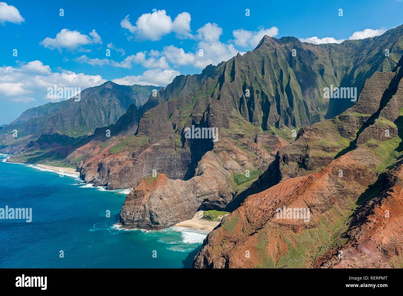 Na Pali Küste, Luftaufnahme, Kaua'i, Hawai'i, Polynesien Stockfoto