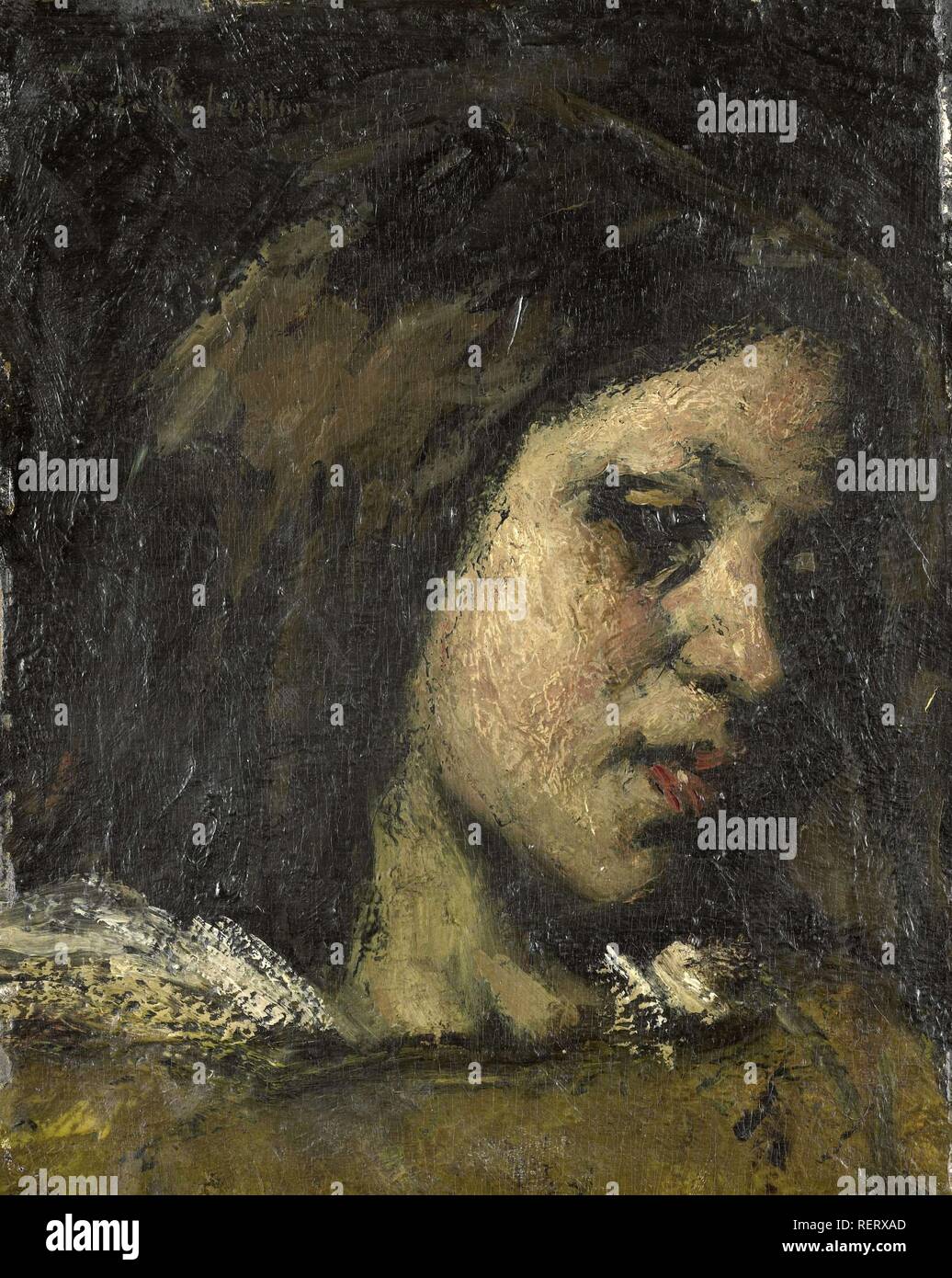 Portrait einer jungen Frau. Datierung: 1875 - 1922. Maße: H 32,3 cm x W 26,2 cm x T 1,1 cm, d 8,2 cm. Museum: Rijksmuseum, Amsterdam. Autor: Suze Robertson (auf Objekt erwähnt). Stockfoto