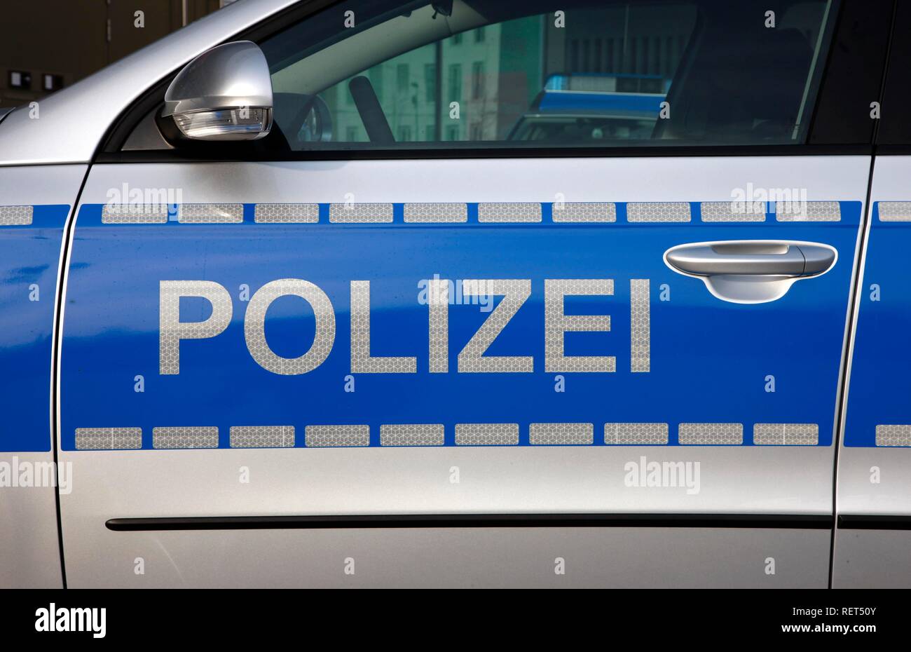 Neue blaue Polizei Auto für die nordrhein-westfälische Polizei, Düsseldorf, Nordrhein-Westfalen Stockfoto