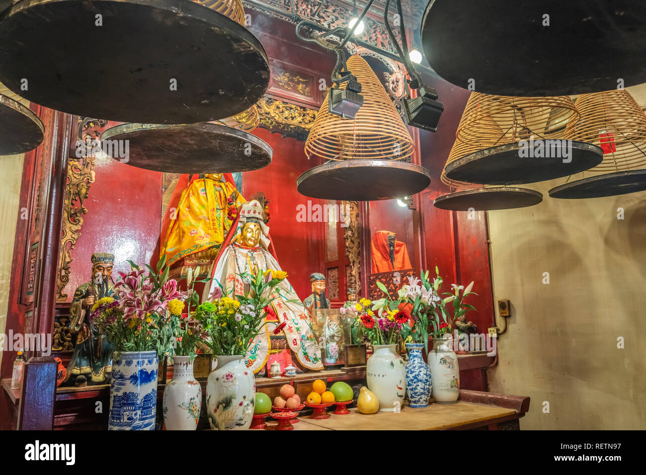 Den Man Mo Tempel in Hong Kong, Central District, China, Asien. Stockfoto
