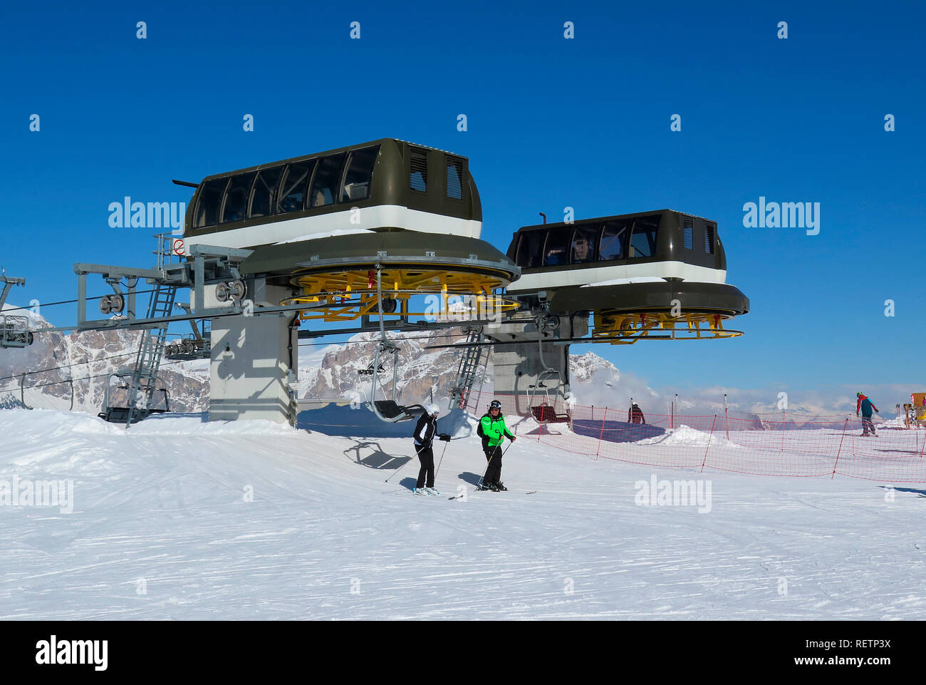 Bergstation, Sessellift, Cherz, Pralongia, Alta Badia, Dolomiten, Italien Stockfoto