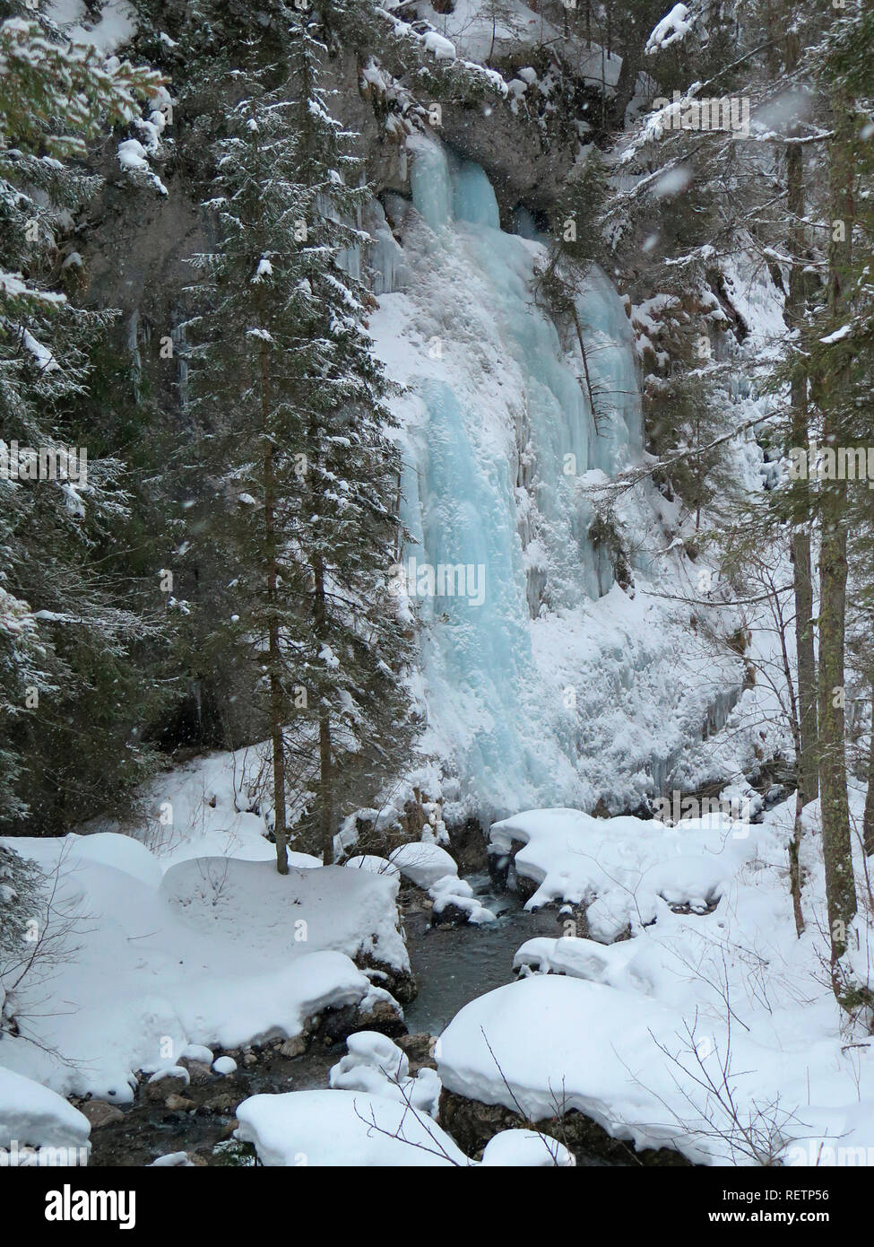 Eisfall, Serres di Sottoguda Schlucht, Dolomiten, Italien Stockfoto