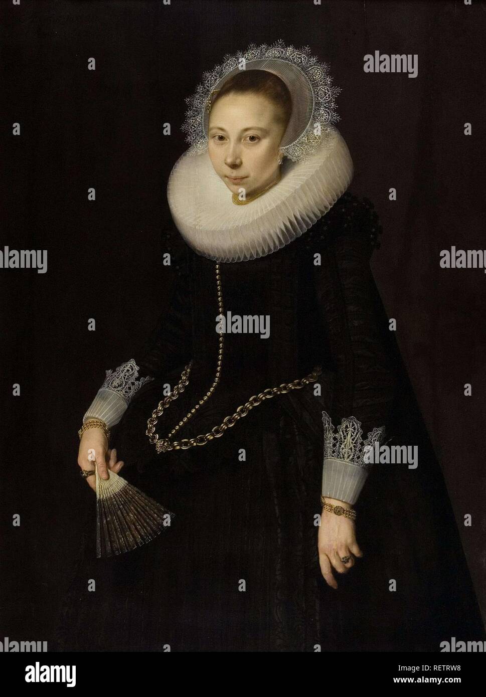 Portrait von Maria van Overrijn Schoterbosch (1599/1600-1639). Dating: 1622. Maße: Support: h 122 cm x W 90,6 cm; Rahmen: h 134 cm x w 102,8 cm x t 5 cm; Augen Größe: H 119,7 cm × w 88,8 cm. Museum: Rijksmuseum, Amsterdam. Autor: Cornelis Van Der Voort. Stockfoto