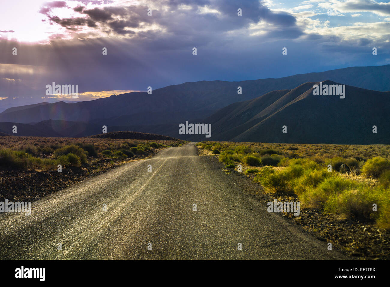Der Diagnose-warnleuchte Panamint Valley, Death Valley National Park, Kalifornien gefiltert Stockfoto