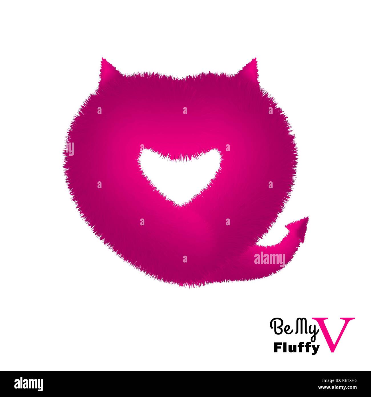 Cute instagram Karte mit rosa Flauschige Teufel Herz Stock Vektor