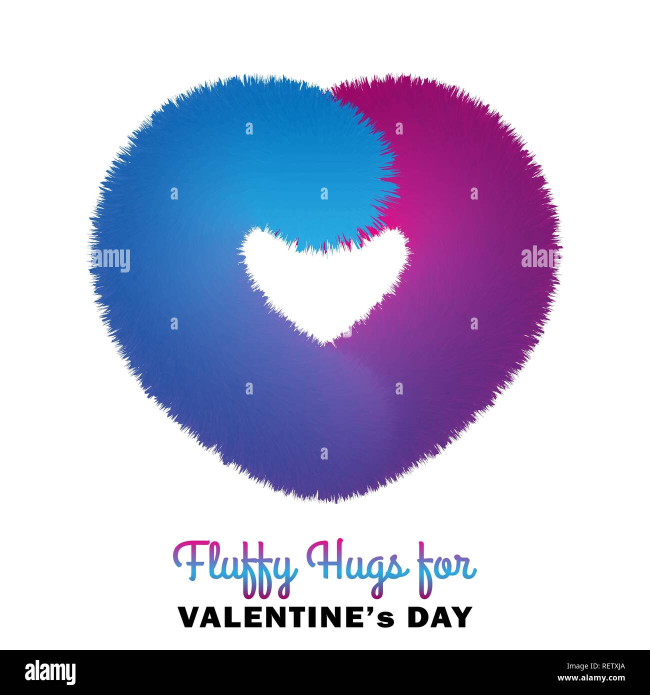 Cute instagram Karte mit Farbverlauf haarigen Herzen Stock Vektor