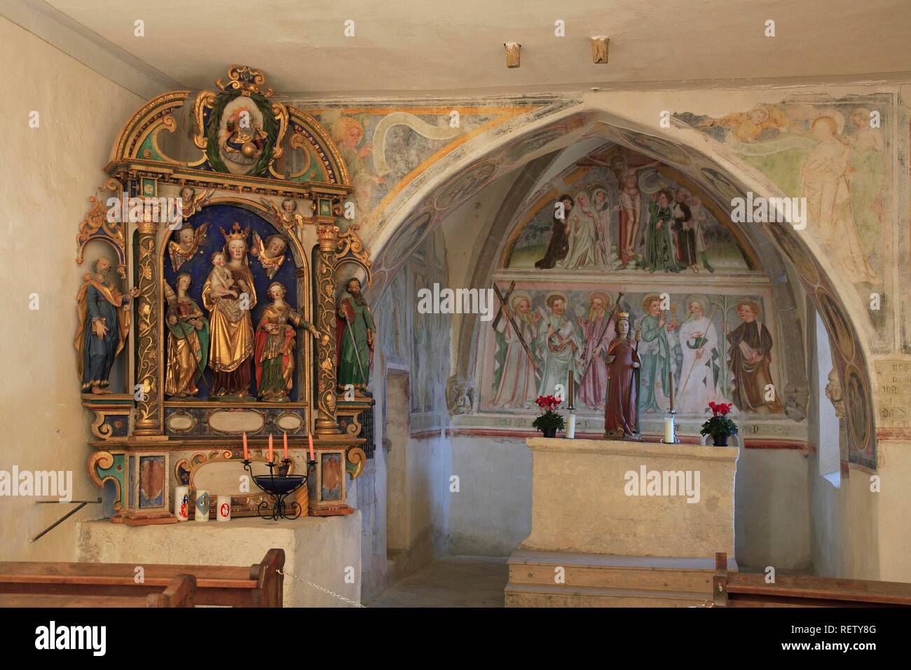 Altar in Dreikirchen in Barbian, Bozen, Italien, Europa Stockfoto Altar in Dreikirchen in Barbian, Bozen, Italien, Europa Stockfoto
