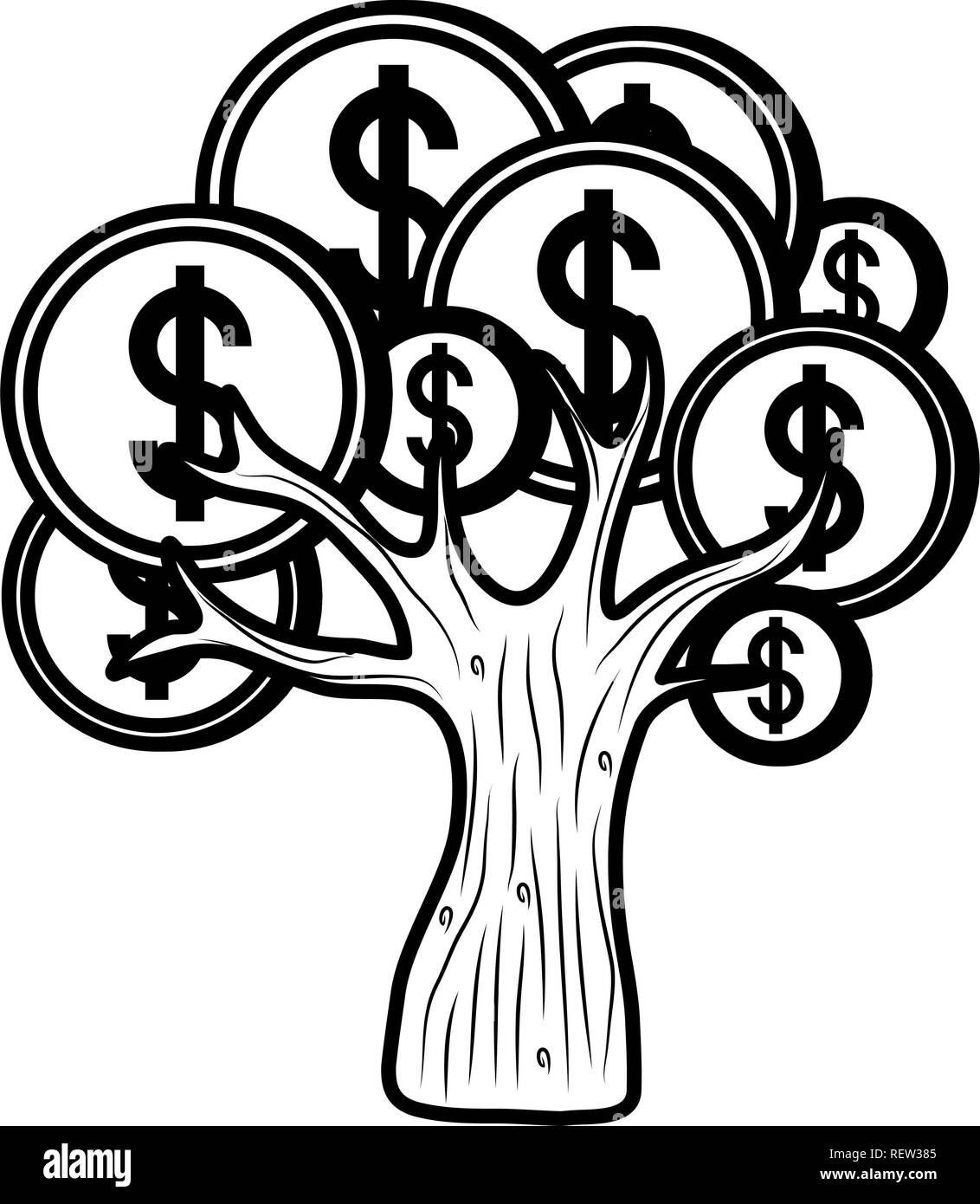 Money Tree Symbol auf weißem Hintergrund, Vector Illustration Stock Vektor
