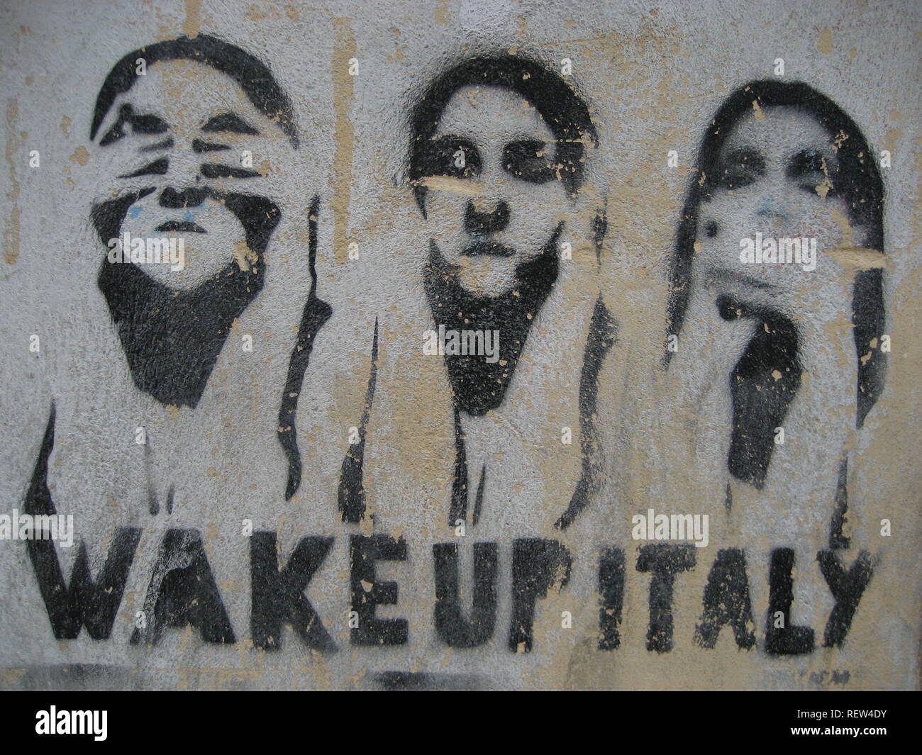 Nationalistische pochoir Lesung "Wake up, Italien, Venedig, Venetien, Italien Stockfoto