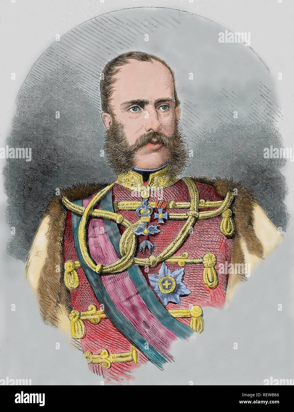 Franz Joseph I. von Österreich (1830-1916), Kaiser von Österreich und Monarch von anderen Staaten, die sich in der österreichisch-ungarischen Monarchie. 19. jahrhundert Gravur. Stockfoto