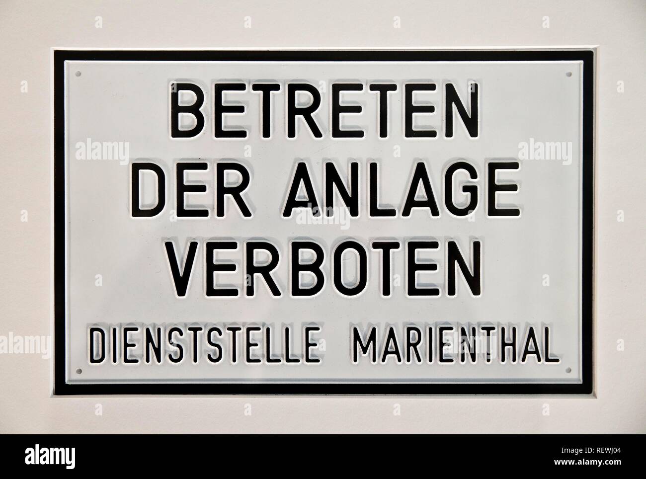 Verbotsschild, Dokumentation Zentrum Regierungsbunker, Bad Neuenahr-Ahrweiler, Rheinland-Pfalz, Deutschland Stockfoto