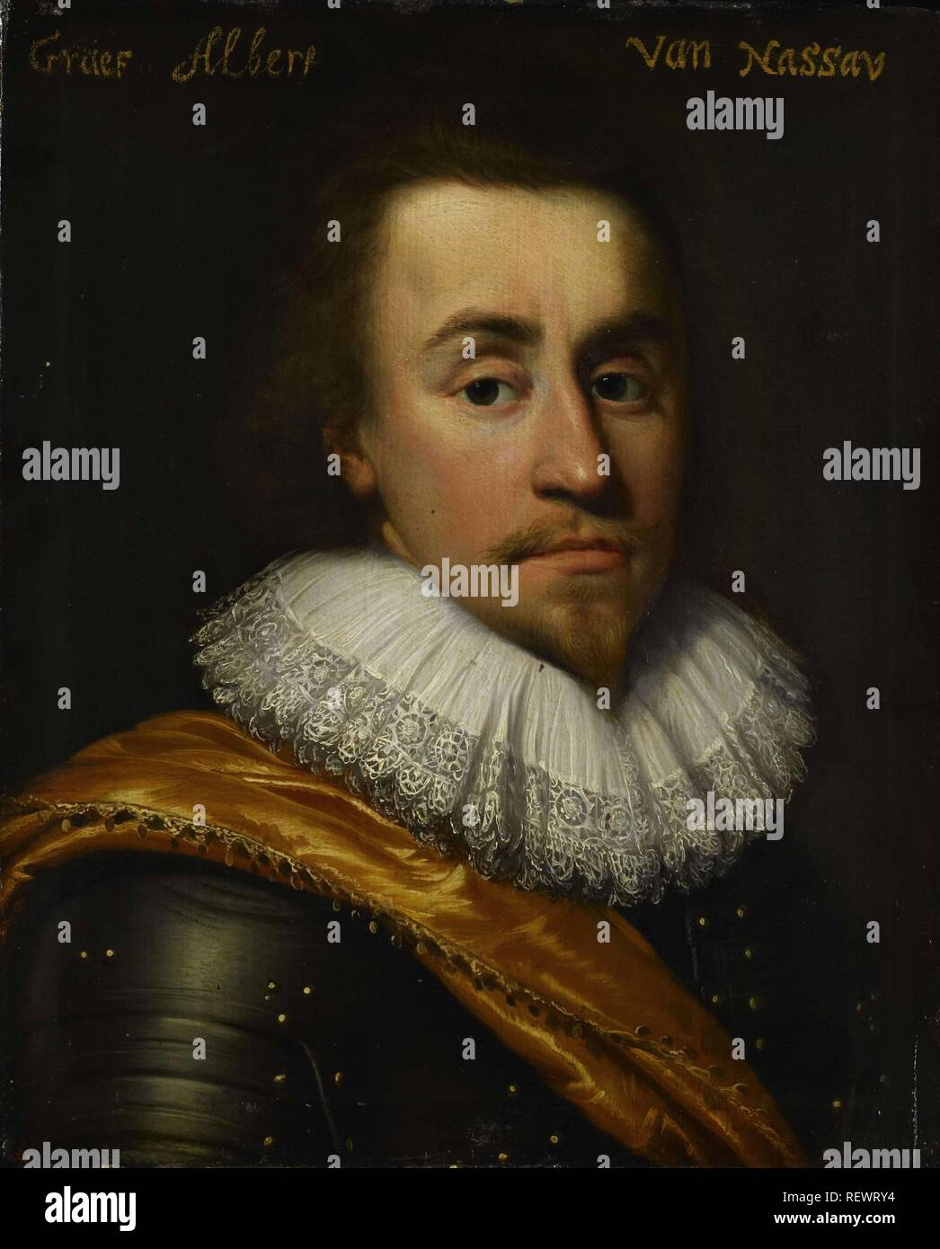 Portrait von Albert, Graf von Nassau-Dillenburg. Dating: 1622. Maße: Support: h 29,8 cm x W 24 cm, t 1,0 cm, d 3,5 cm. Museum: Rijksmuseum, Amsterdam. Autor: Jan Antonisz van Ravesteyn (Werkstatt). Stockfoto