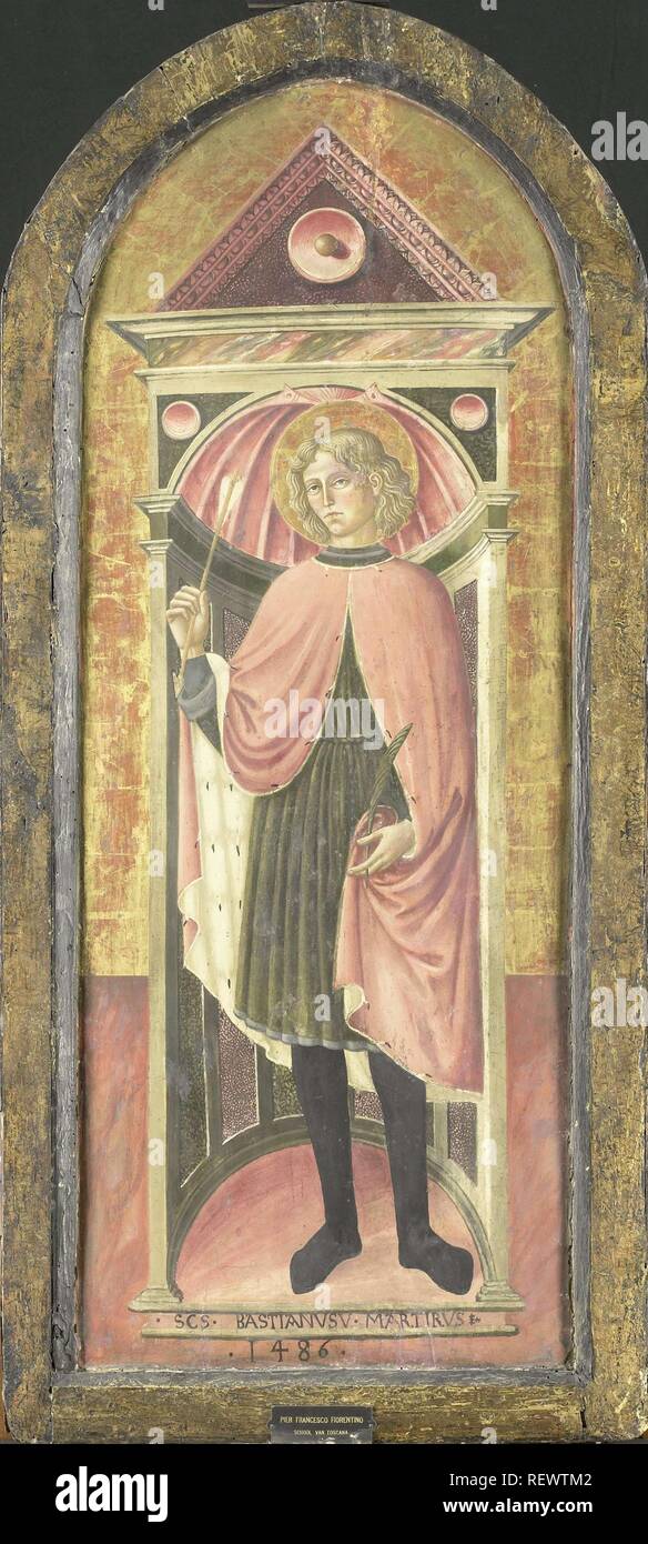 St. Sebastian. Datierung: 1460 - 1499. Ort: Florenz. Maße: H 66 cm x W 45 cm; d 5 cm. Museum: Rijksmuseum, Amsterdam. Stockfoto