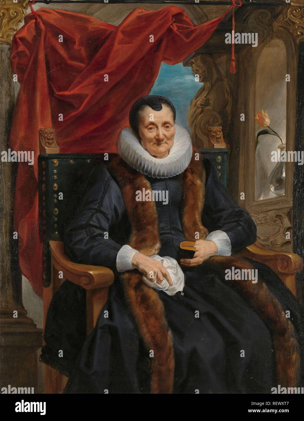 Portrait von Magdalena De Cuyper. Portret van Magdalena De Cuyper, moeder van Rogier Le Witer. Dating: C. 1635 - C. 1636. Maße: h 152 cm x W 91 cm. Museum: Rijksmuseum, Amsterdam. Autor: Jacob Jordaens (I). Stockfoto