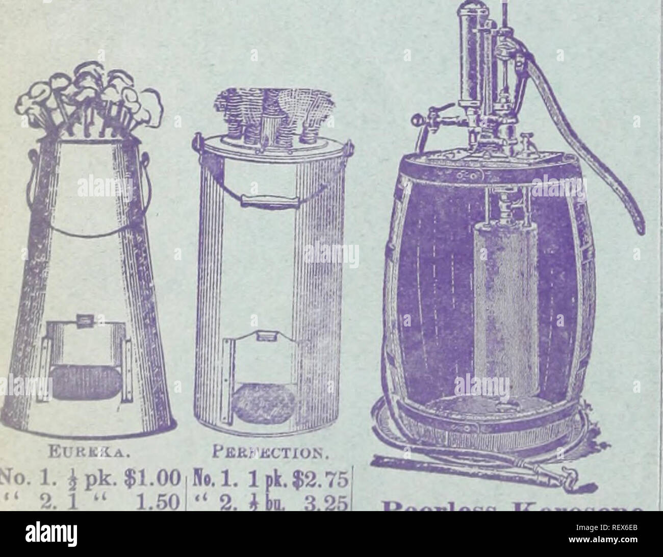 . Dreer der Großhandel Preisliste/Henry A. Dreer.. Baumschule Katalog. 100 Lb. Sack, $ 2,00; (Deutsche Kali- Salz.) 200 lbs. $ 2,00, Tonne, $ 1,50; pulverisierte Schafe Gülle, Tonne, $ 35,00. Kainit. $ 16.00. Tabak stammt. In Ballen von abont 250 lbs/t, $ 11,00. Kartoffel-, Mais- und Lkw Guano. 100 lbs., $ 1,75; Sack, 200 lbs., $ 3,00, Tonne, $ 28,00. Nitrat der Soda. 50 lbs 1,75 $; 100 Pfund $ 3,00; 200 lbs. $ 5,50; große Partien auf Anwendung. Dreer's Peerless Rasen und Garten. 25 lbs 85 cts.; 100 Pfund $ 2,75; 200 lbs. $ 4,75, Tonne, $ 45,00. Kanada Unleached Hartholz Asche. Pro bbl. $ 2.00; je Tonne, $ 18.00. Ich Stockfoto