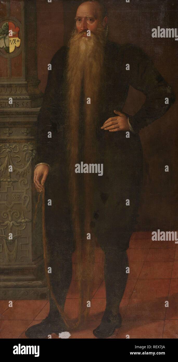 Portrait von Pieter Dircksz, langen Bart, Ratsmitglied der Waise Kammer in Edam. Dating: 1583. Maße: h 182 cm x W 98 cm; d 7 cm. Museum: Rijksmuseum, Amsterdam. Autor: aert Pietersz. (Zu) zurückzuführen. Stockfoto
