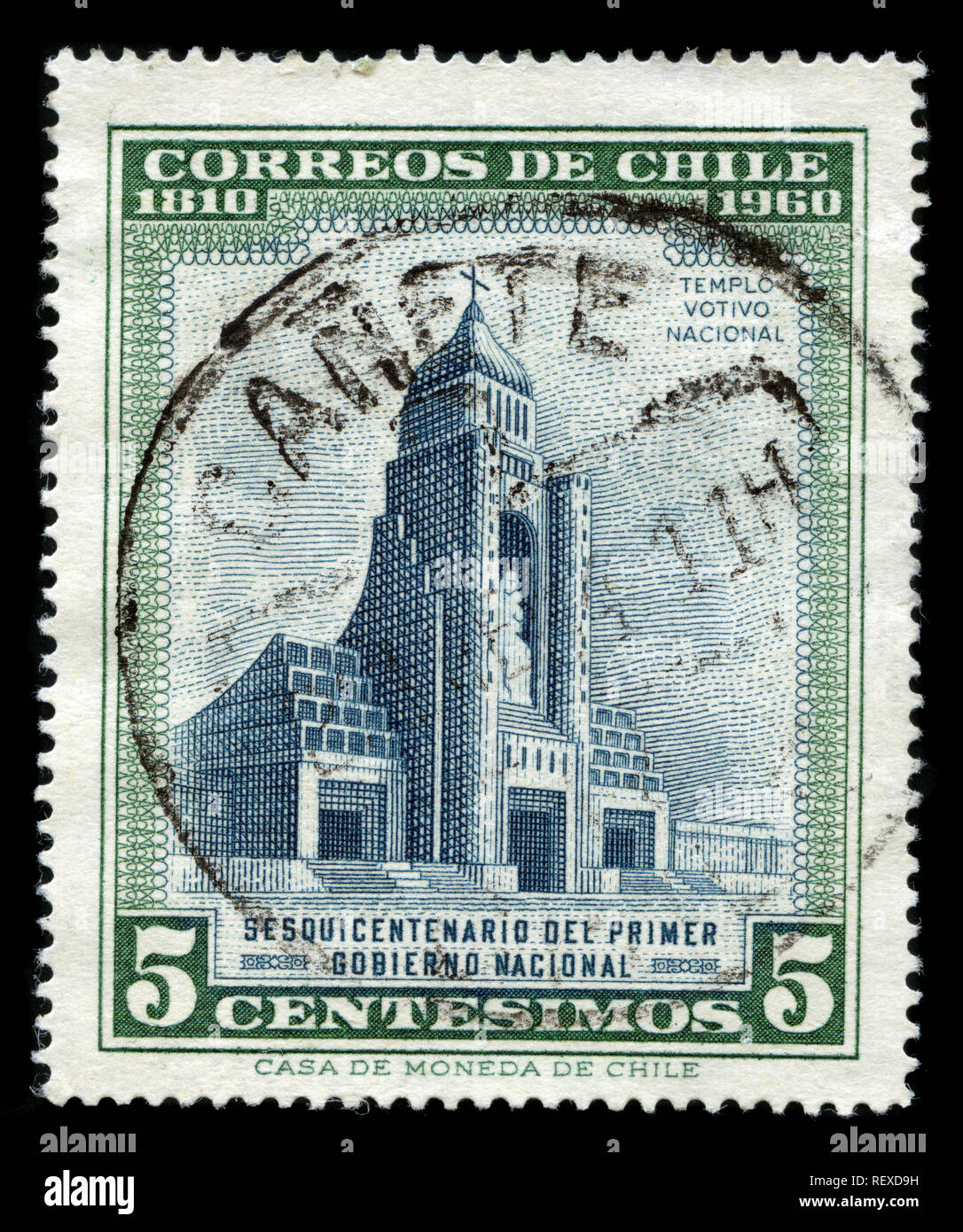 Briefmarken aus Chile in den 150 Jahren erste nationale Regierung in der Serie 1961 Stockfoto