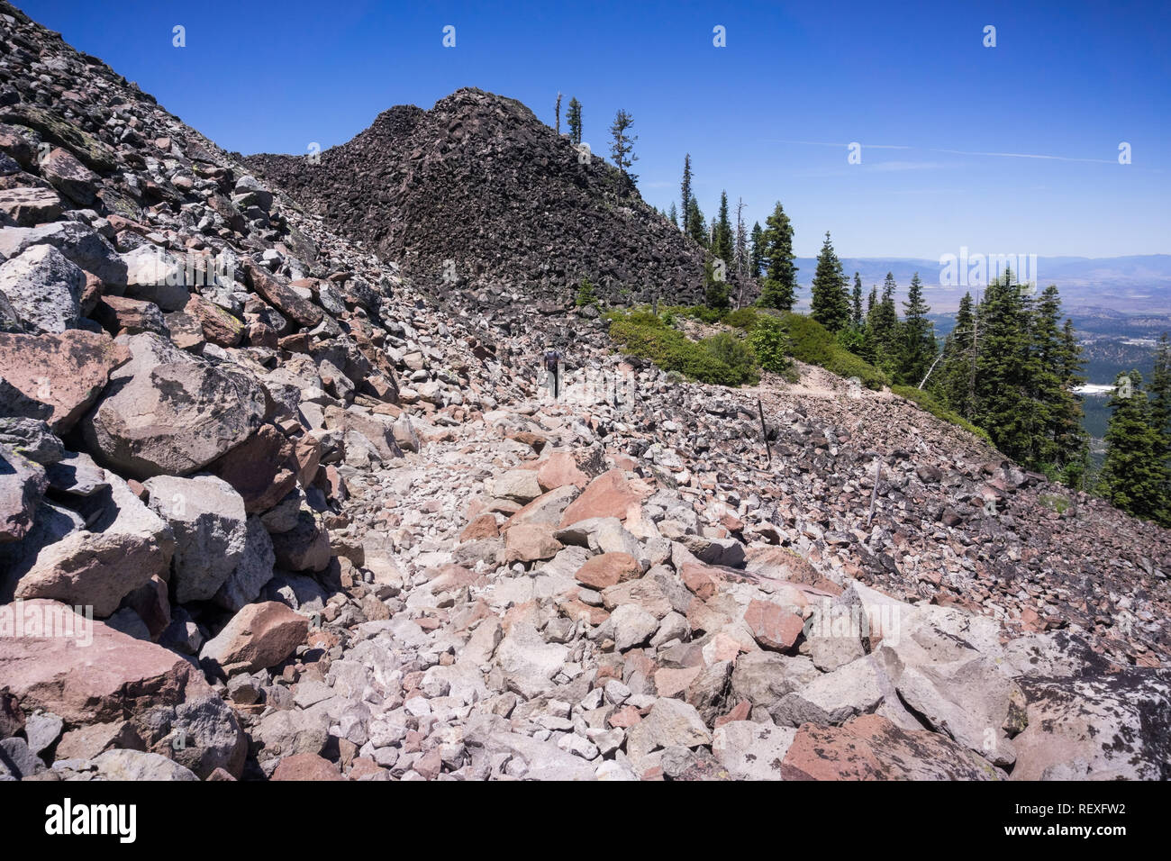 Wanderweg nach oben Black Butte, in der Nähe von Shasta Berg, Siskiyou County, Nordkalifornien Stockfoto