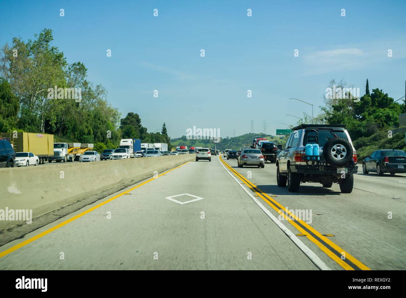 März 16, 2017 - Los Angeles/CA/USA - Fahrt auf den Autobahnen von Los Angeles County auf der Carpool Lane Stockfoto