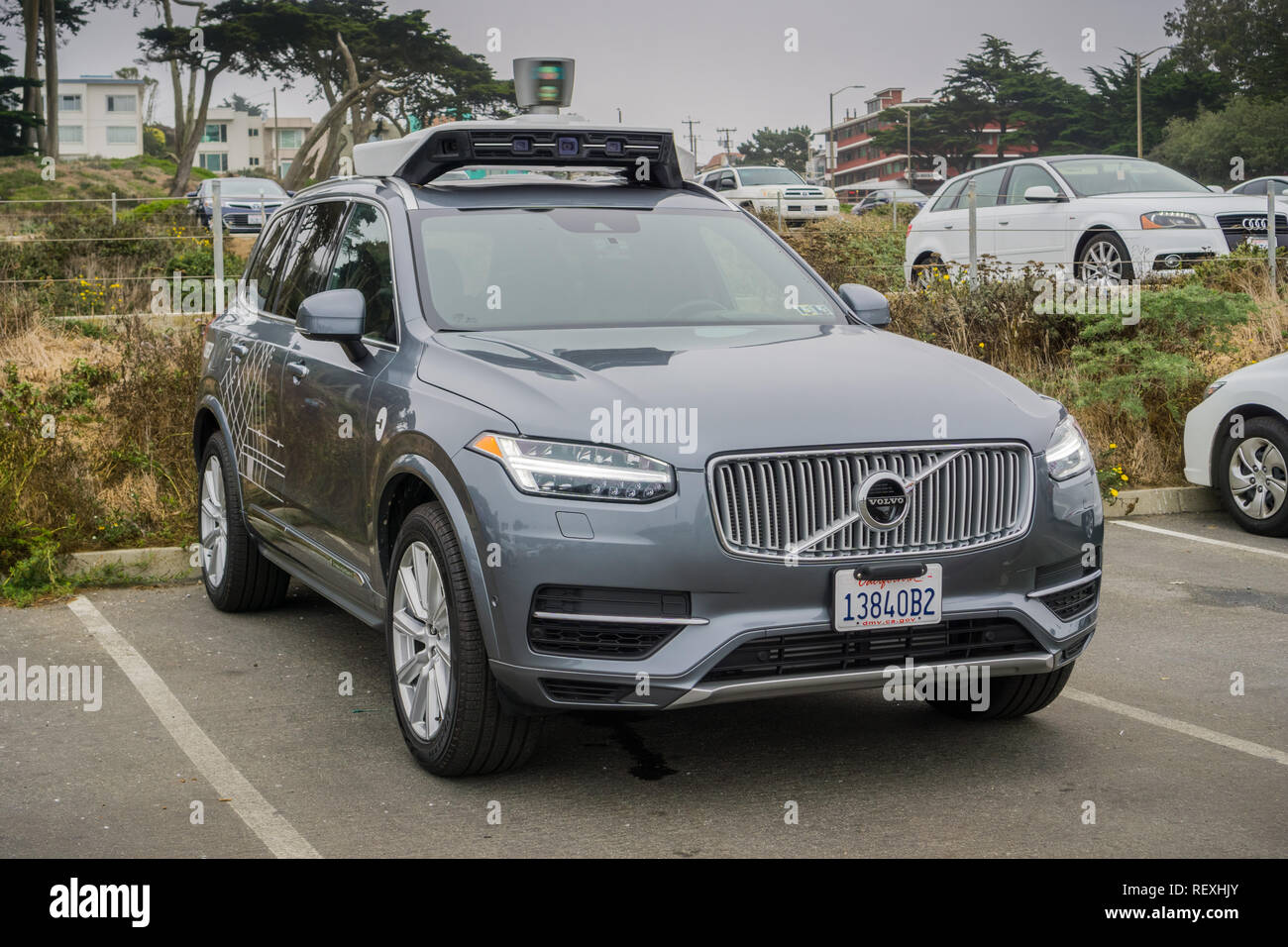 August 10, 2017, San Francisco/CA/USA - Uber selbst - die Autos fahren dürfen, um Tests in San Francisco laufen ab März Stockfoto