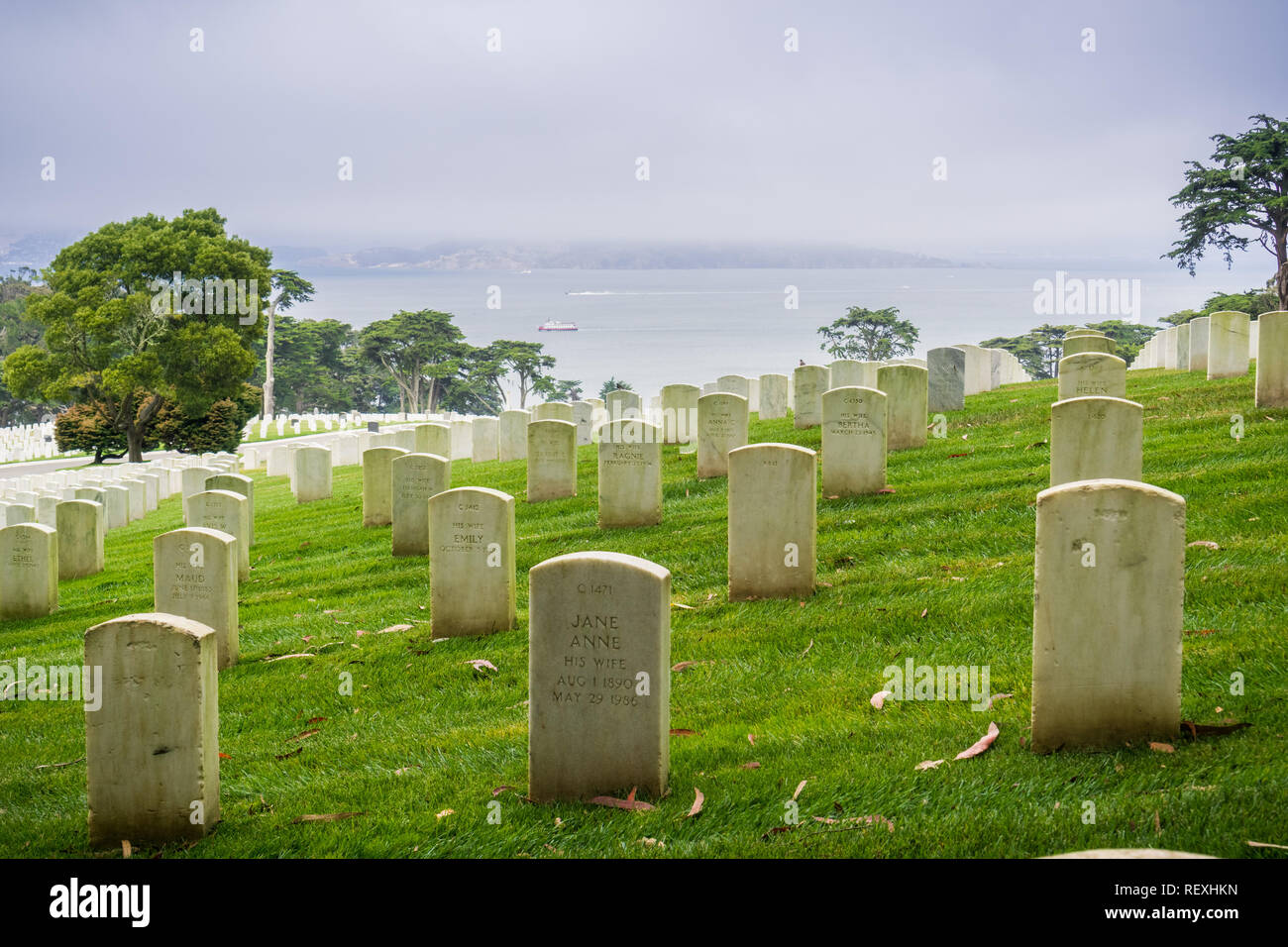 August 10, 2017, San Francisco/CA/USA - Die nationalen Friedhof an einem bewölkten Tag Stockfoto