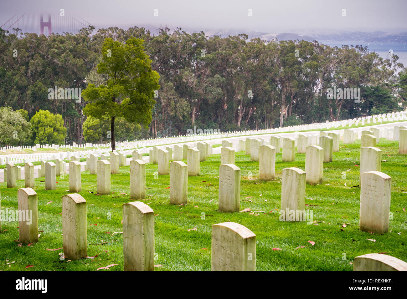 August 10, 2017, San Francisco/CA/USA - Die nationalen Friedhof an einem bewölkten Tag Stockfoto