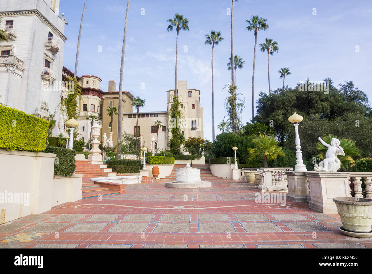 Dezember 23, 2017, San Simeon/CA/USA - Süd Terrasse an Hearst Castle Stockfoto