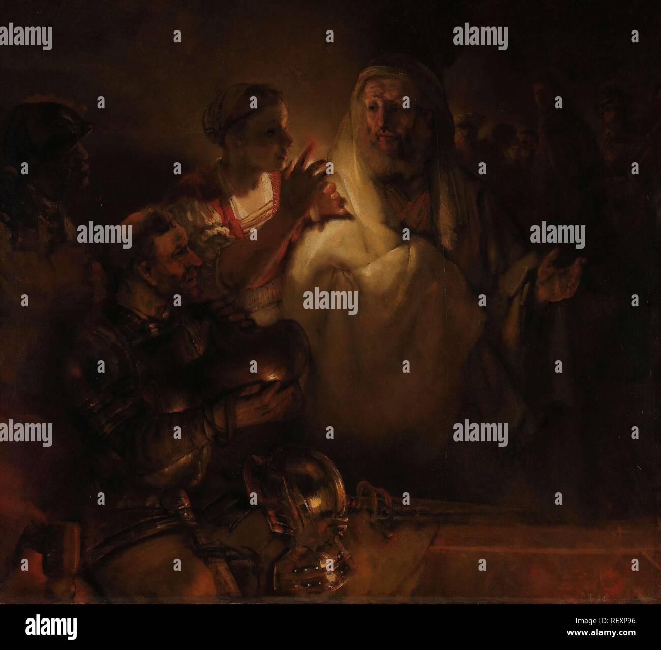 Die Verweigerung von St. Peter. Dating: 1660. Maße: h 154 cm x B 169 cm. Museum: Rijksmuseum, Amsterdam. Thema: Rembrandt van Rijn (auf Objekt erwähnt). REMBRANDT HARMENSZOON VAN RIJN. Rembrandt van Rhijn. Stockfoto