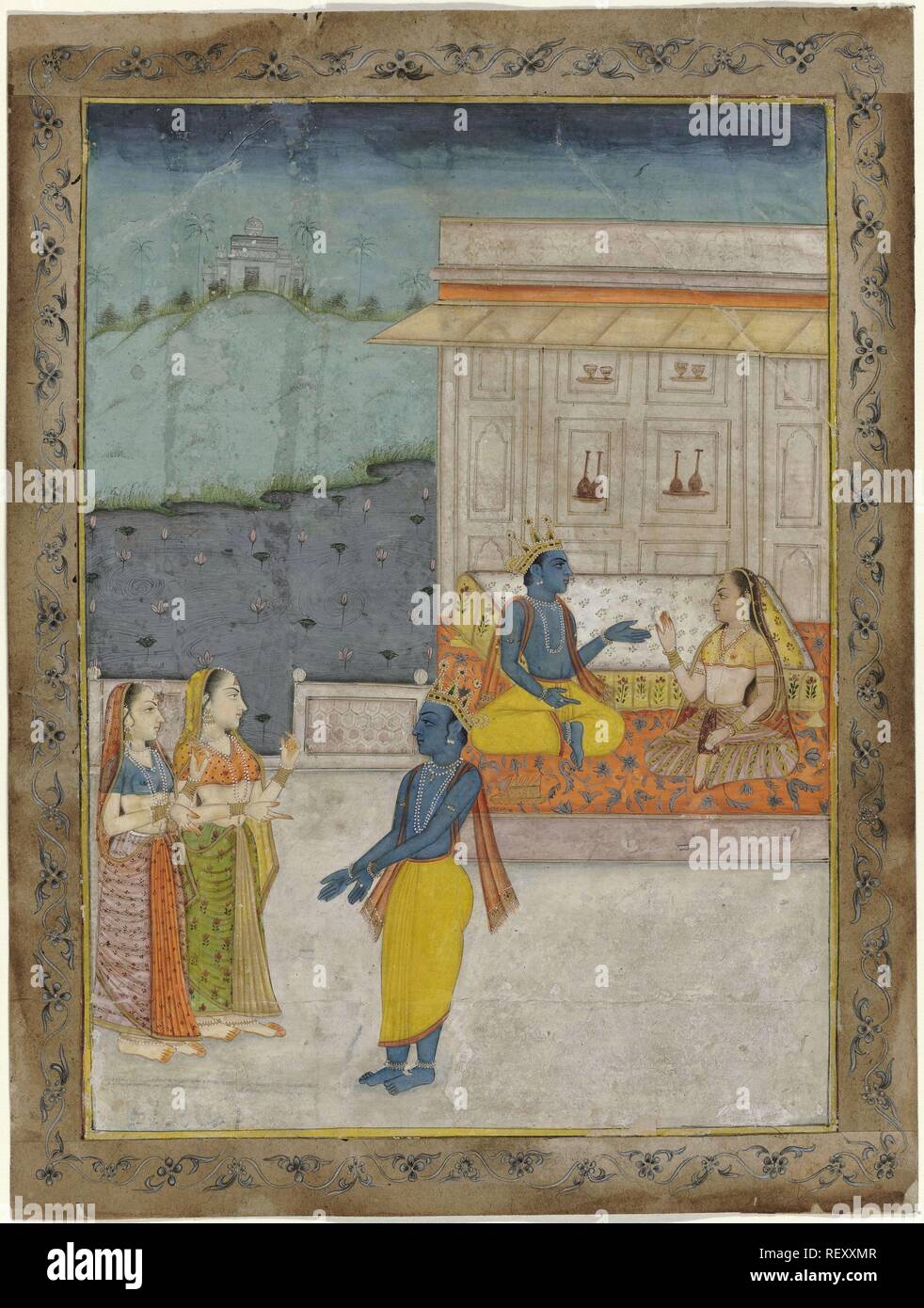 Krishna und shepherdesses. Verfasser: Anonym. Datierung: 1700 - 1725. Ort: Bikaner. Maße: H 254 mm x B 191 mm. Museum: Rijksmuseum, Amsterdam. Stockfoto