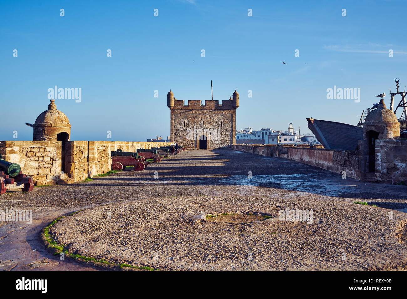 Fort und Kanonen von Essaouira, Marokko Stockfoto