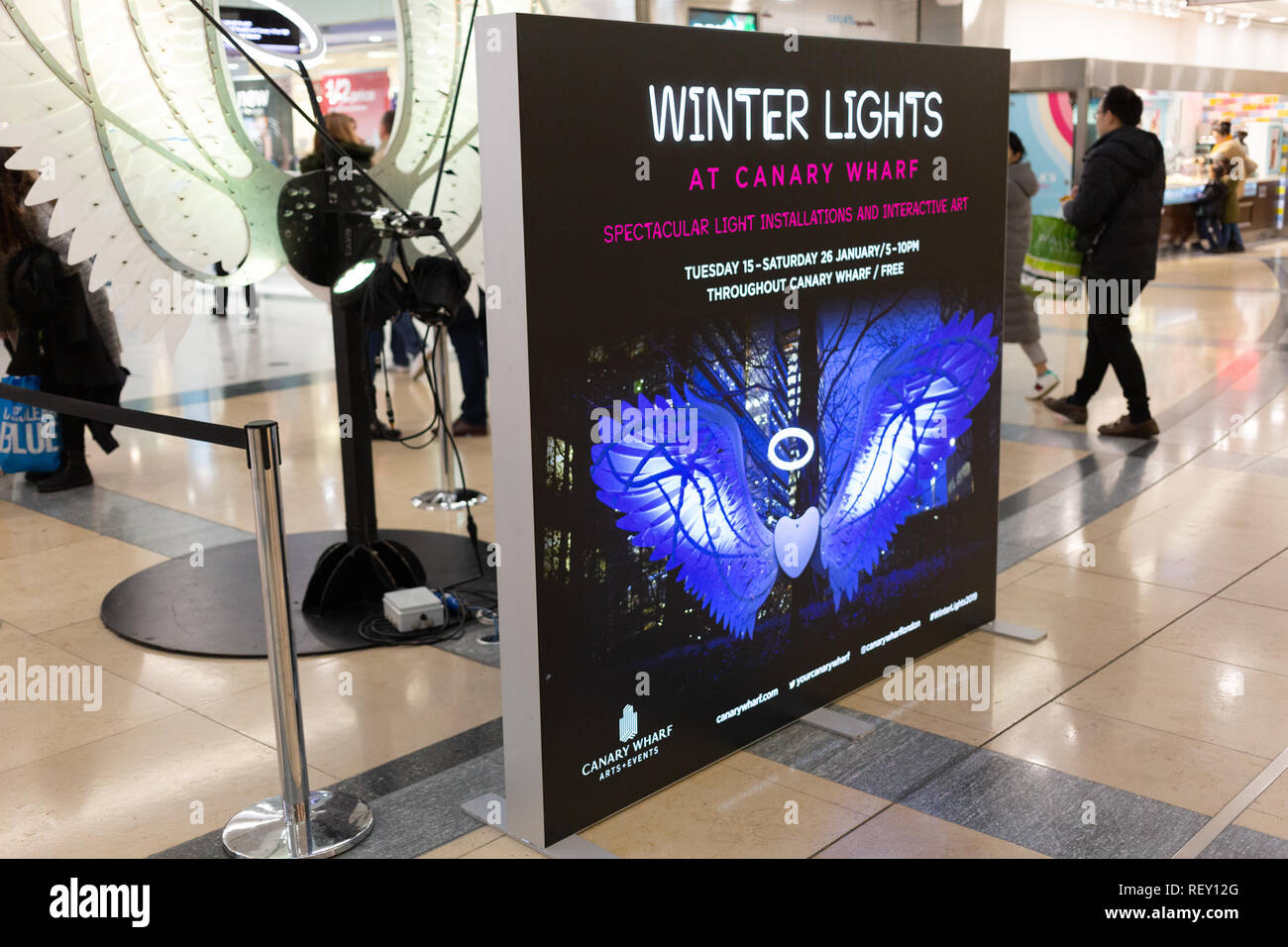 Winter Lights in Canary Wharf, London Stockfoto