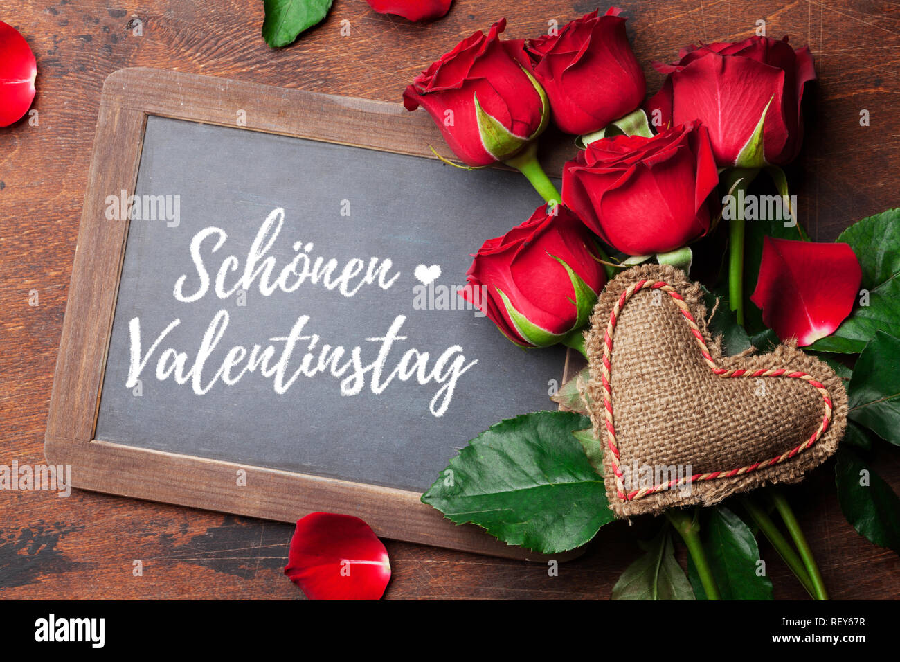 Valentinstag Grusskarten Mit Rote Rose Blumen Blumenstrauss Auf
