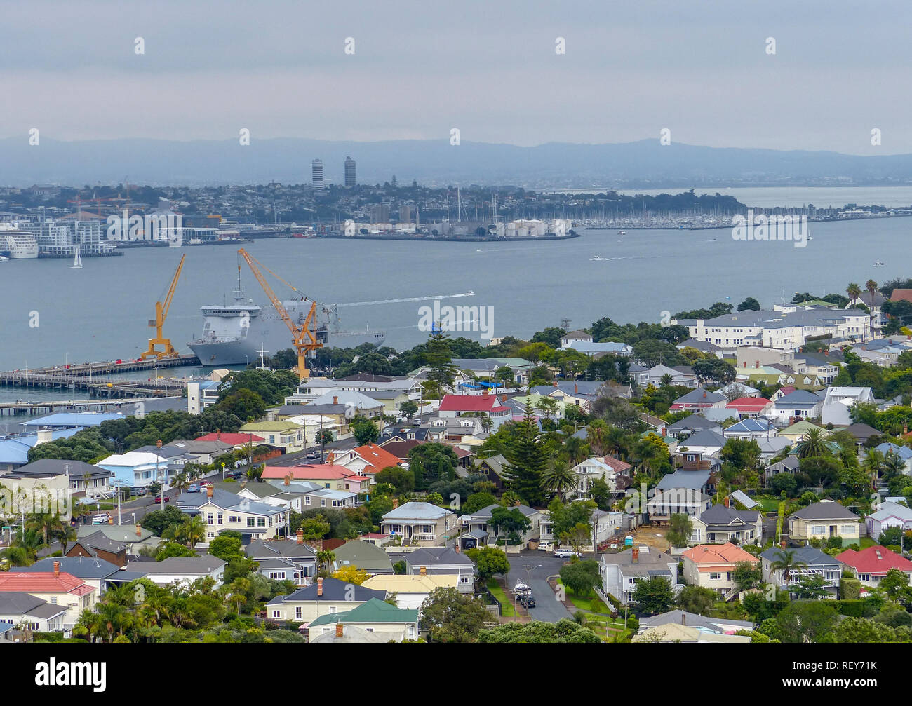 Hafen und Stadt Auckland Stadtbild, North Island, Neuseeland Stockfoto