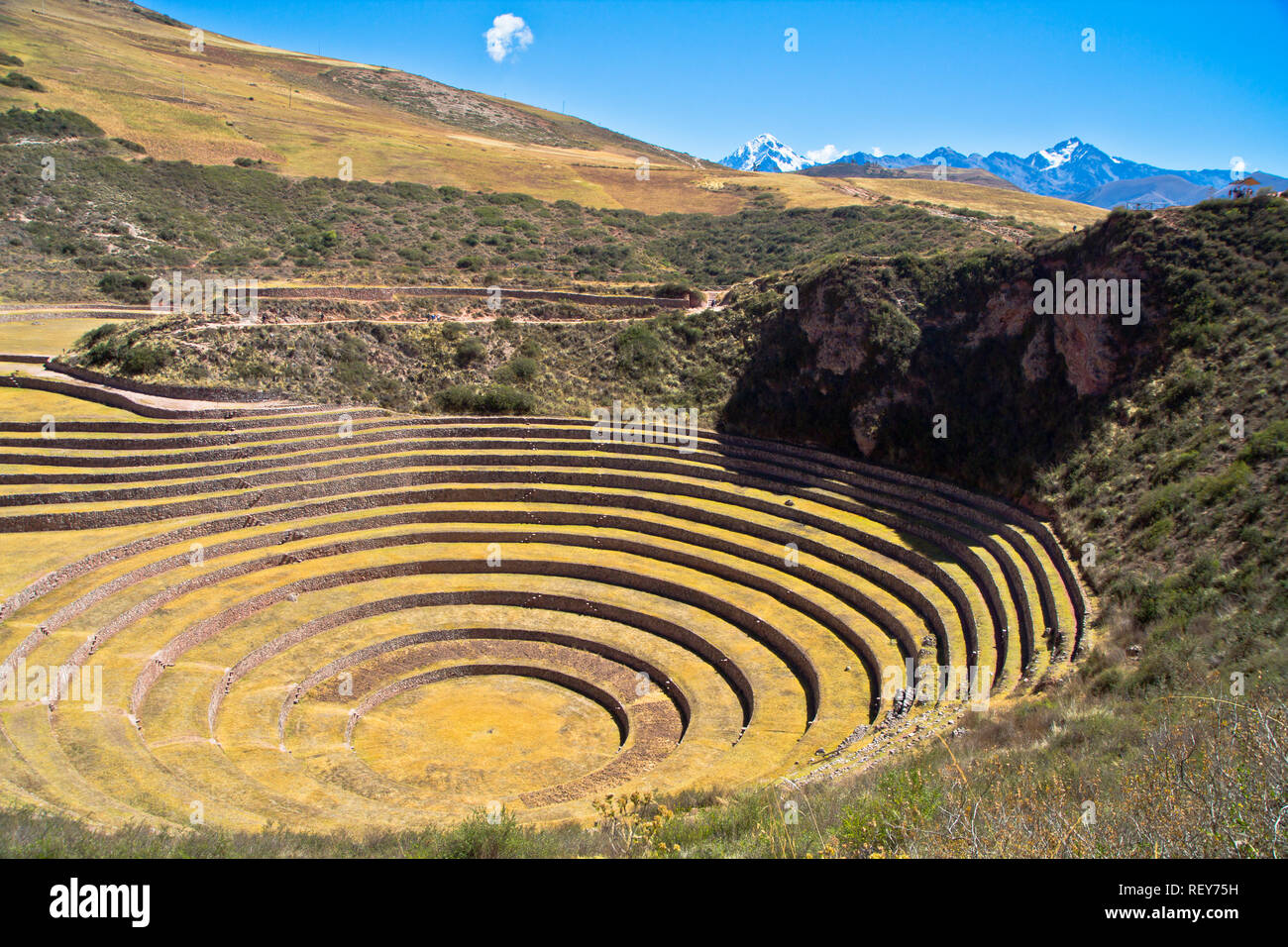 Muräne ist eine archäologische Stätte in Peru ca. 50 km nordwestlich von  Cusco auf einem Hochplateau auf ca. 3500 m Stockfotografie - Alamy