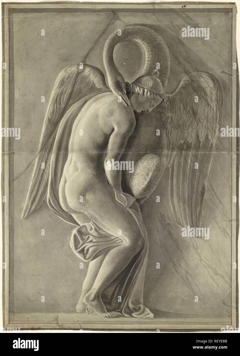 Relief mit Leda und der Schwan. Verfasser: Anonym. Datierung: 1700 - 1800. Maße: H 580 mm x B 418 mm. Museum: Rijksmuseum, Amsterdam. Stockfoto