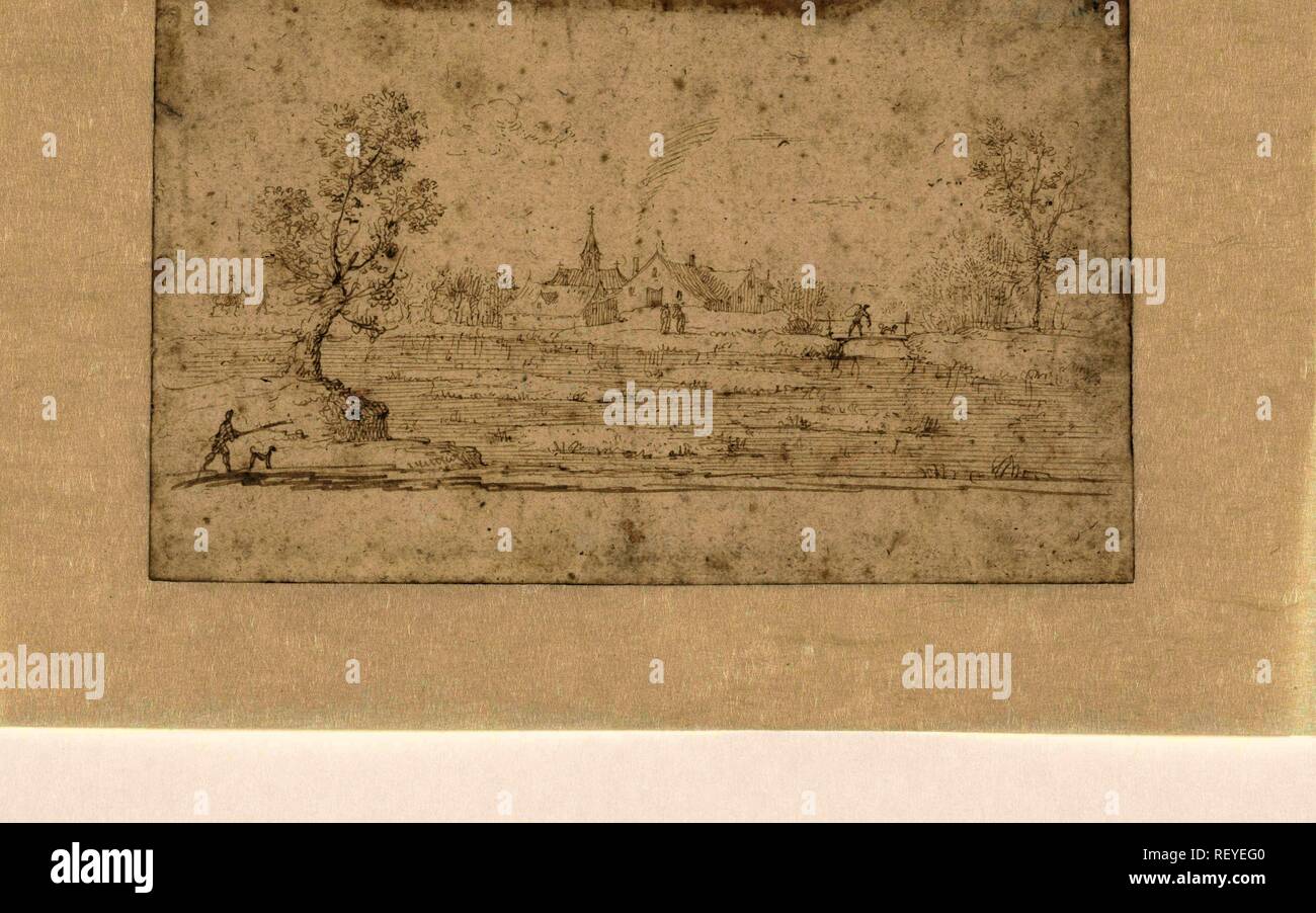 Dorf auf dem Wasser. Verfasser der Stellungnahme: Albert Flamen (zugeschrieben). Datierung: 1648 - 1669. Maße: H 127 mm x B 204 mm. Museum: Rijksmuseum, Amsterdam. Stockfoto