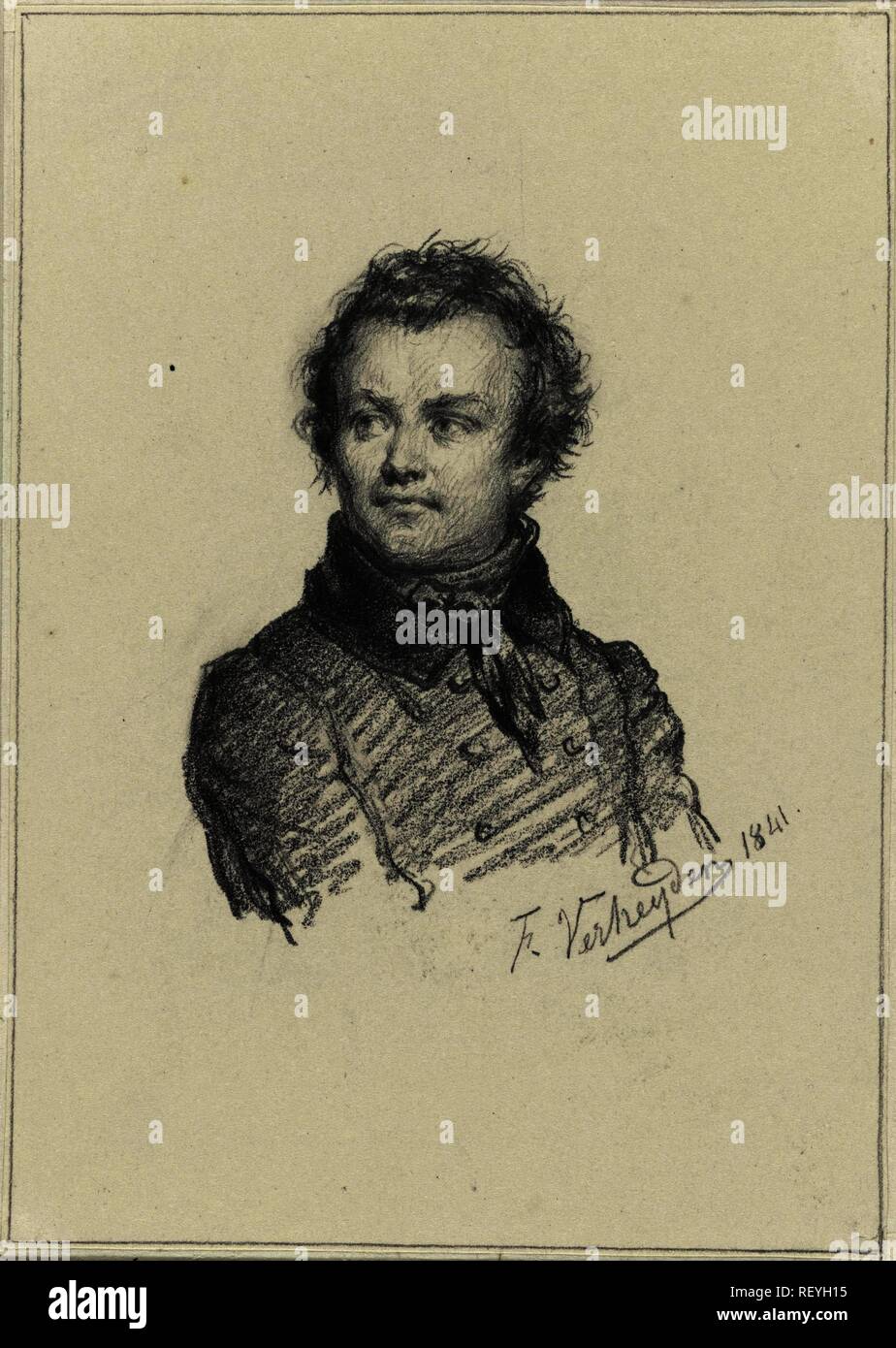 Selbstbildnis des Malers Fran?ois Verheyden. Verfasser der Stellungnahme: François Verheyden. Dating: 1841. Maße: H 130 mm x B 92 mm. Museum: Rijksmuseum, Amsterdam. Stockfoto