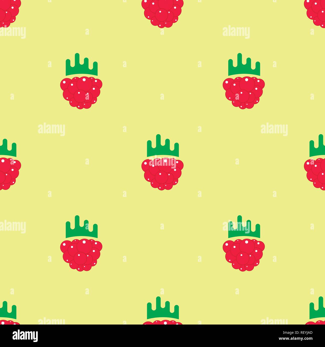 Nahtlose flache Textur Design mit Himbeeren in Niedlichen Stil. Stock Vektor