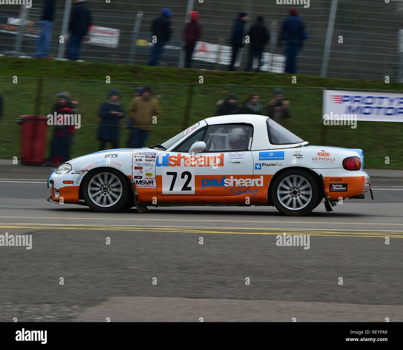 Geoff Gouriet, Toby Marshall, Mazda MX5 Mk2, mgj Rally Stadien, Chelmsford Motor Club, Brands Hatch, Samstag, 19. Januar 2019, MSV, Stromkreis Rallye C Stockfoto