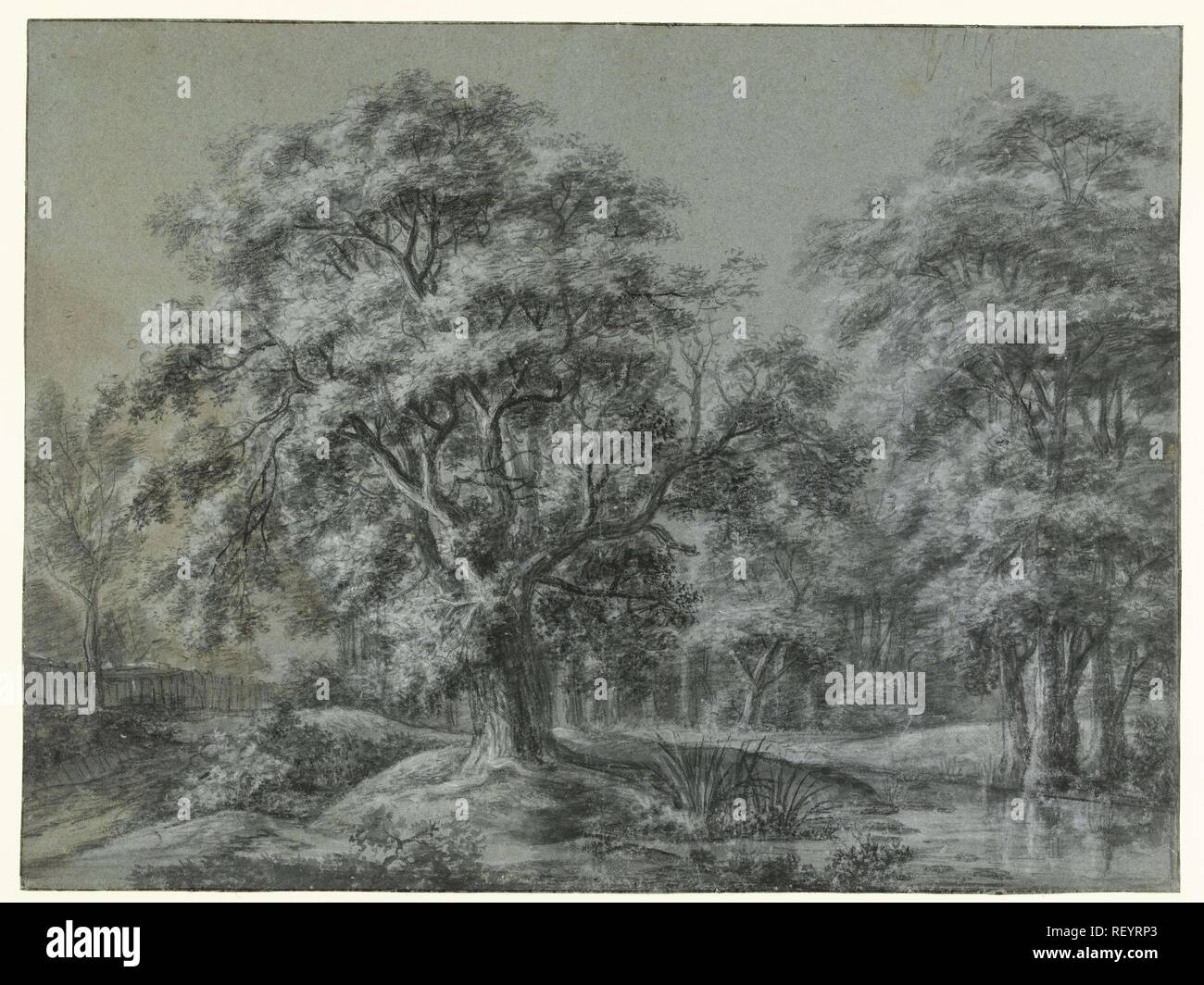 Wald Landschaft mit Wasser. Verfasser der Stellungnahme: Simon de Vlieger. Datierung: 1610 - 1653. Maße: H 425 mm x B 566 mm. Museum: Rijksmuseum, Amsterdam. Stockfoto