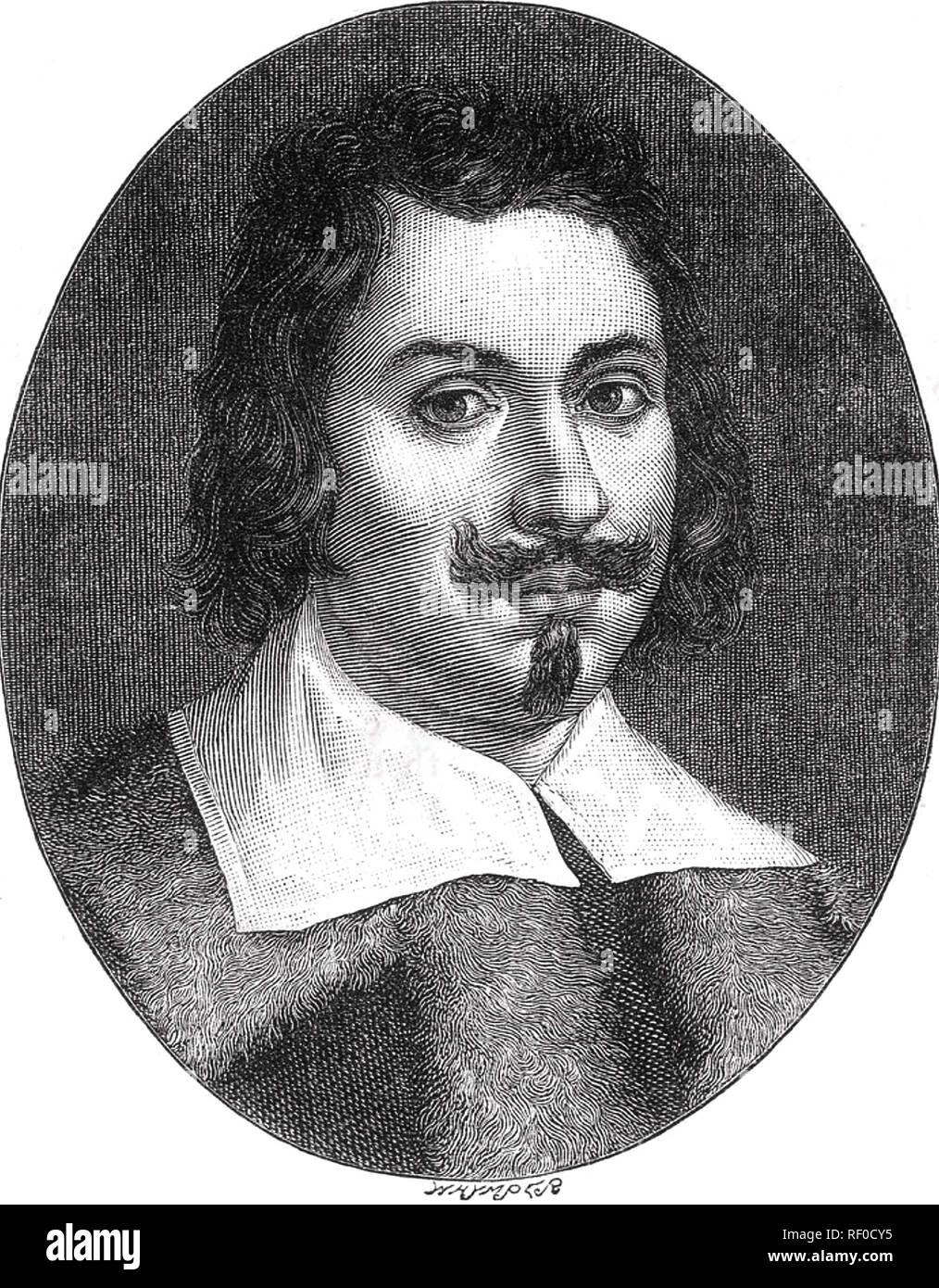EVANGELISTA TORRICELLI (1608-1647) italienischer Physiker und Mathematiker, der Erfindung des Barometers. Gravur auf der Basis einer 1647 Malerei. Stockfoto
